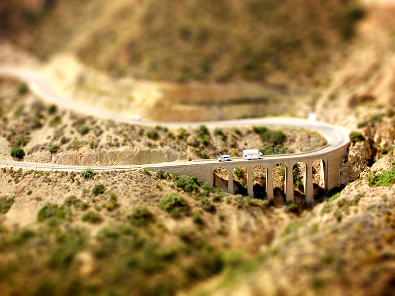 Bridge in Spain miniature tilt Shift Photography